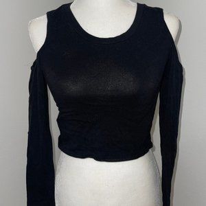 Black Cut Out Long Sleeve Crop Top
